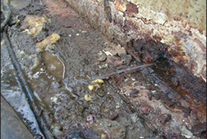 Example of a tank already leaking due to corrosion.